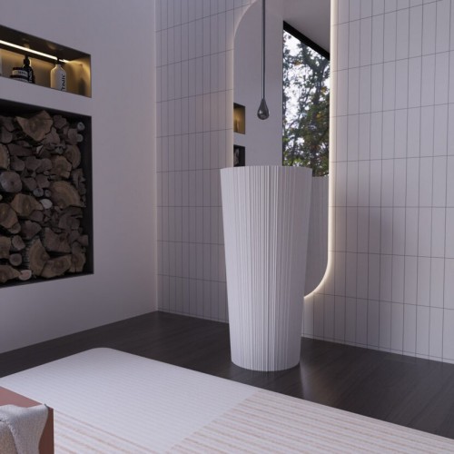 Свободностоящ умивалник Solidstone Fiore White Matt 40×40×85 см