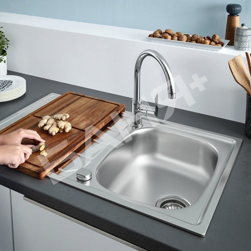 Кухненска мивка GROHE K200 от неръждаема стомана с плот за отцеждане