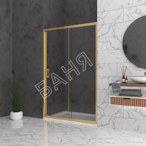 Параван за баня BELLA W1,златни профили,прозрачно стъкло