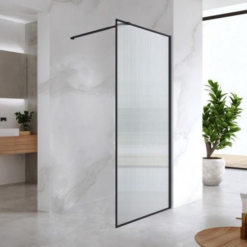 Параван за баня Alia Walk-in 8 мм, черни профили, рае стъкло
