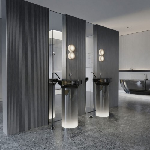 Свободностоящ умивалник Crystalglow Grey Black 45×45×85 см