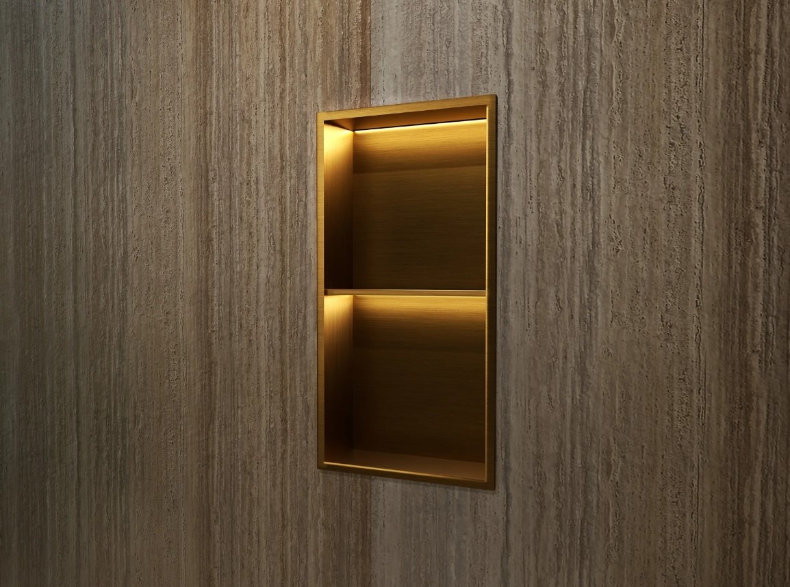 Ниша за баня с два рафта и LED осветление MEDIMEX MARSHALL  33×63 см, различни цветове - цена: 294.00€ (575.01лв.)